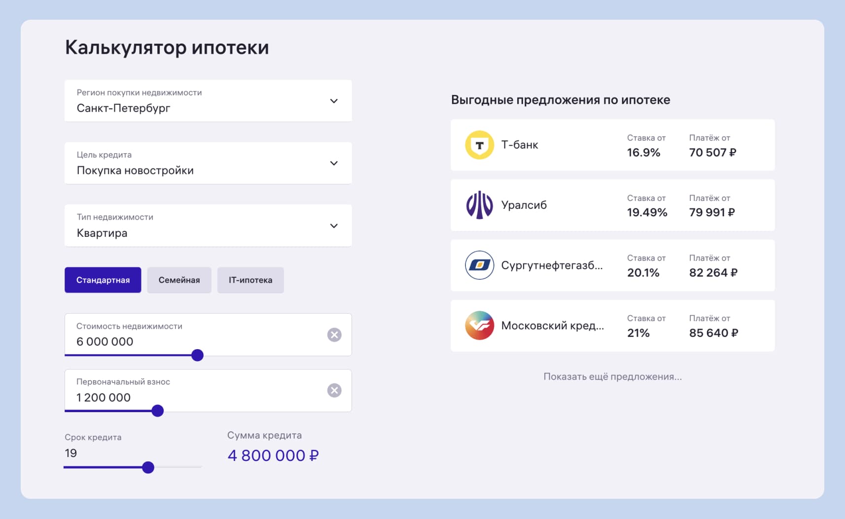 калькулятор ипотеки м2